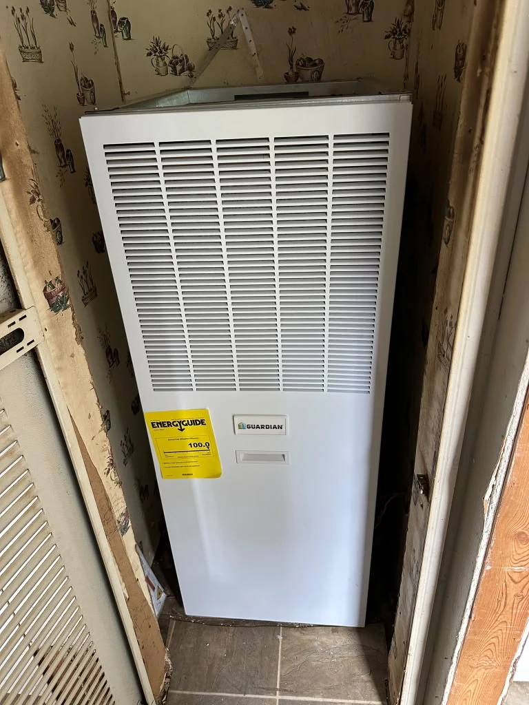 Indoor air handler in a utility space